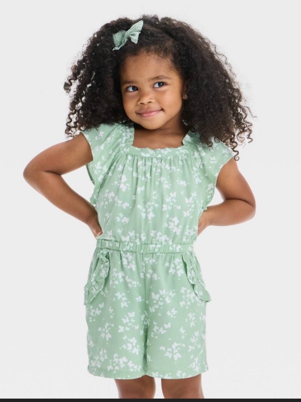 3/$12 Cat and Jack Green Butterfly Romper Girls Size 4T